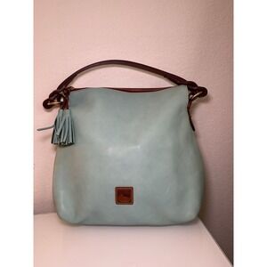Dooney & Bourke Vintage Florentine Leather Dixon Hobo Shoulder Bag Sky Blue
